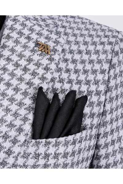 TerziAdemAltun Men's Slim Fit Italian Style Combination - Jacket, Vest, Pants Set Gray T13075