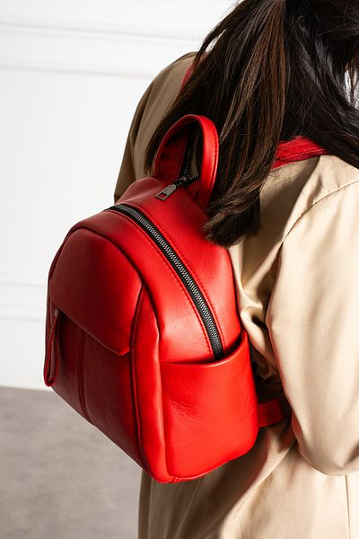 NahitaTyana Red Genuine Leather Women's Backpack