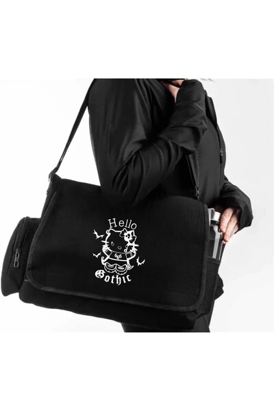 STİLLEX Gothic Hello Kittty Special Design Baskılı Postacı Çantası