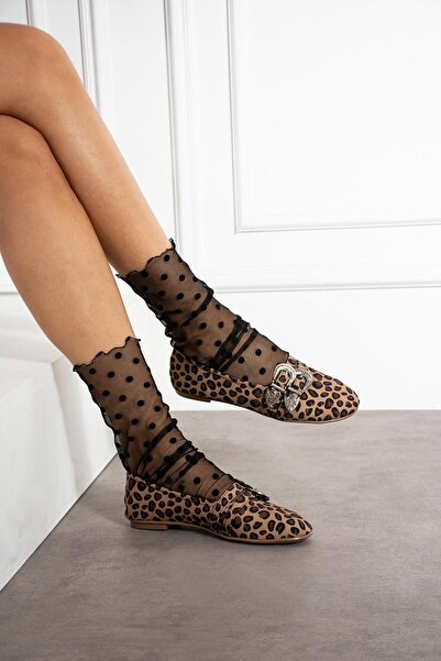 ShoeTek Lord Women - Dvostruke pruge Sa kopčom Sa leopard dezenom Baletanke