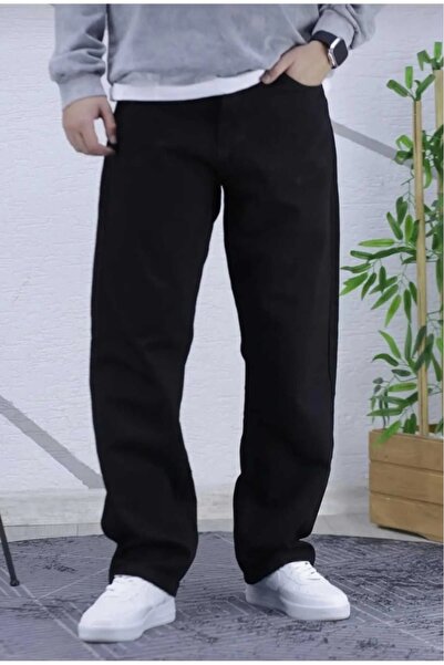 Denim чоловічі баггі чорні широкі штани з блискавкою для модних підлітків