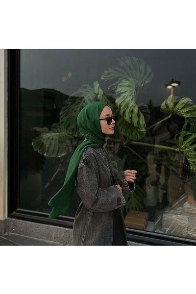 ARMANDA Ρουστίκ βαμβακερό σάλι - Σμαραγδένιο