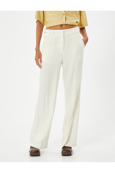 Koton Krátké podšité široké plátěné kalhoty s kapsami