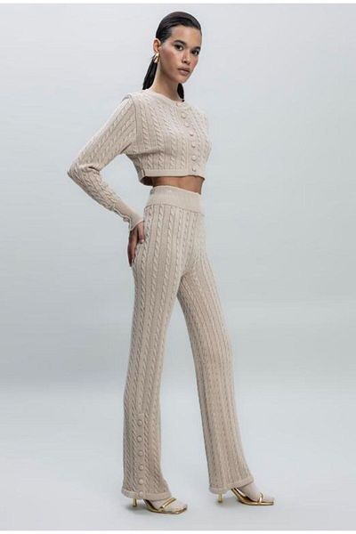 Natavanbutık Hair Braided Knitwear Blouse and Pants Set