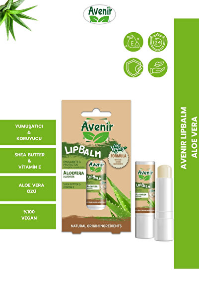 Avenir Vegan Yumuşatıcı Ve Koruyucu Dudak Bakım Kremi - Aloevera & Shea Butter & E Vitamini