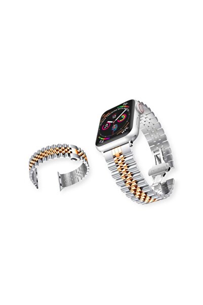 Bubitechh Lüks Çelik Çift Renkli Apple Watch Kordonu Şıklık ve Dayanıklılık B...