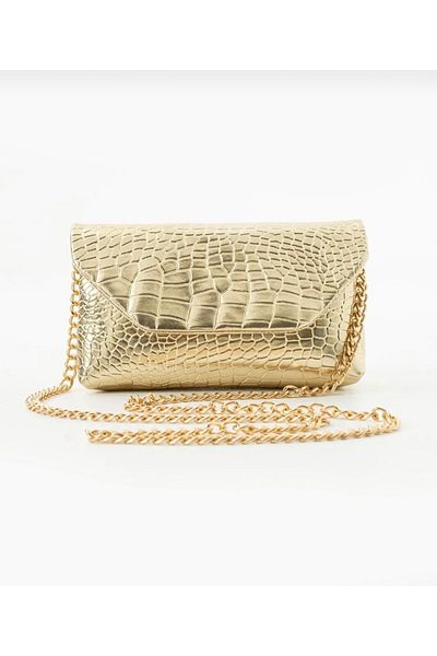 Z&M COLLECTION BAG SHOPPİNG Jake Women - Geantă Crossbody cu curea lungă Krok Clucth Gold