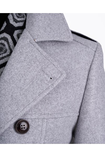 TerziAdemAltun Men's Gray Italian Style Short Stamp Trench Coat - T10078