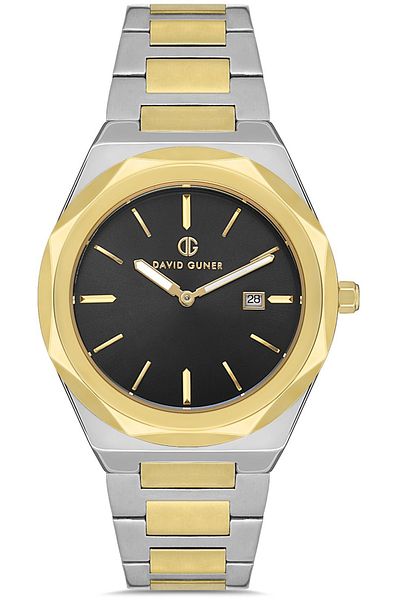 DAVID GUNER Silvery White Coated Black Dial Men's Watch Dg-8620Ga-D2