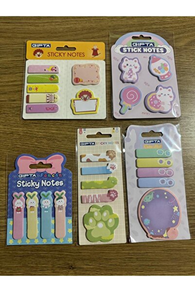 Gıpta Baskılı  Desenli Yapışkanlı Notlar Karışık Ölçü  5 Takım ( postit ) Set 11