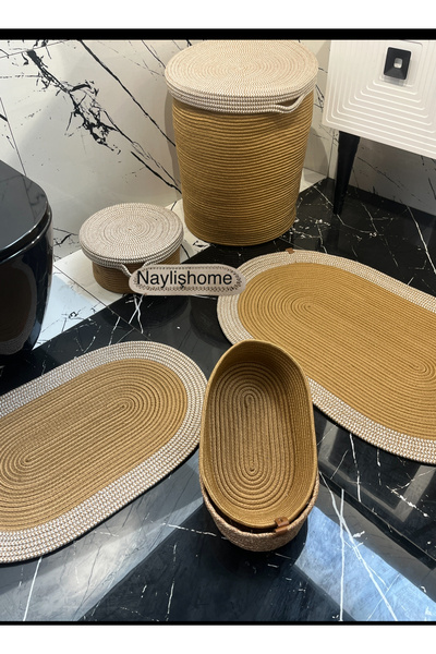 naylişhome Set de baie cu coș pentru articole de toaletă murdare de 45x40cm ș...