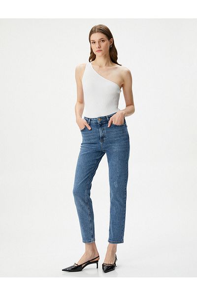 Koton Slim Fit Jeans Standard Waist Straight Leg Flexible Cotton Pocket - Eve Slim Jean