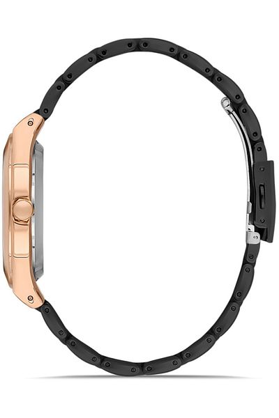 DAVID GUNER Rose Coated Black Dial Men's Wristwatch