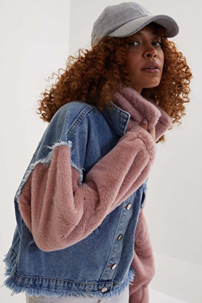 Perryes ΓΥΝΑΙΚΕΙΟ μανίκι και γιακά γούνινο/βελούδινο τζιν μπουφάν