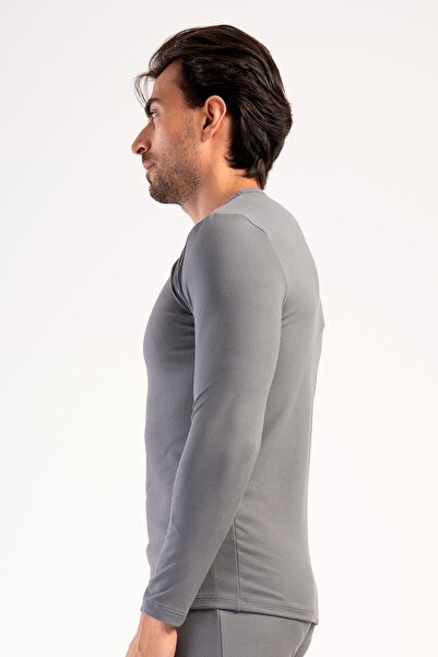 C&City Ανδρικό θερμικό μπλουζάκι - μακρυμάνικο, λαιμόκοψη, καπνιστό 409006