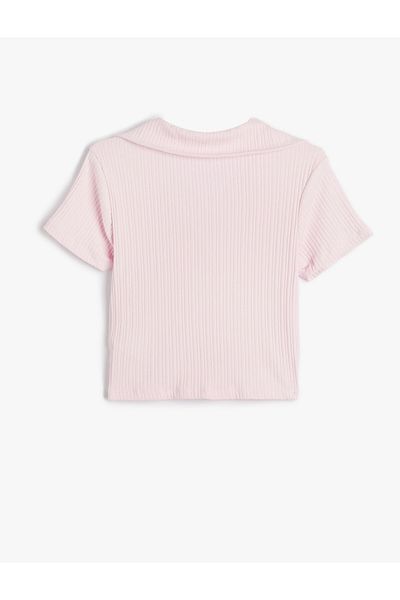 Koton Kurzärmliges Poloshirt aus gerippter Baumwolle mit Polokragen