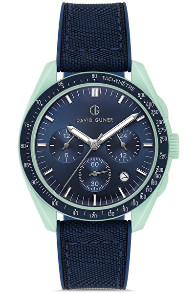 DAVID GUNER Men's Wristwatch with Blue Dial Polycarbonate Coated - Dg-8627Gd-Az3