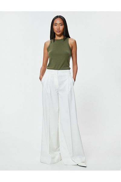Koton Palazzo Trousers - Regular Waist Pleated Design