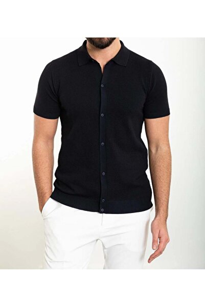 TerziAdemAltun Τρικοτόπλευρο μπλουζάκι με γιακά πουκάμισου ιταλικού στυλ σε μ...