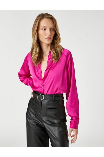 Koton Cămașă din satin cu mâneci lungi raglan
