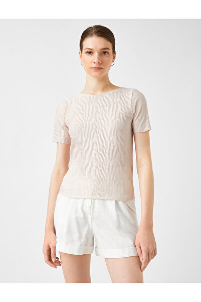 Koton Μπλουζάκι με κοντό μανίκι με λαιμόκοψη