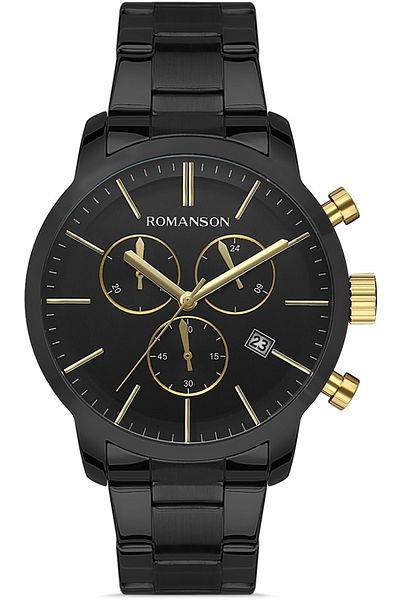 Romanson Tm8A19Hmbba31G Active Function Steel Cord Black Color Men's Wristwatch