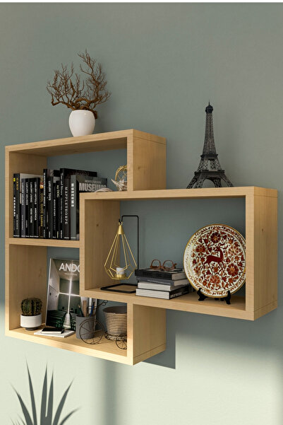 İda Wooden Sage Meşe Duvar Rafı - Duvar Kitaplığı - Dekoratif Kitaplık