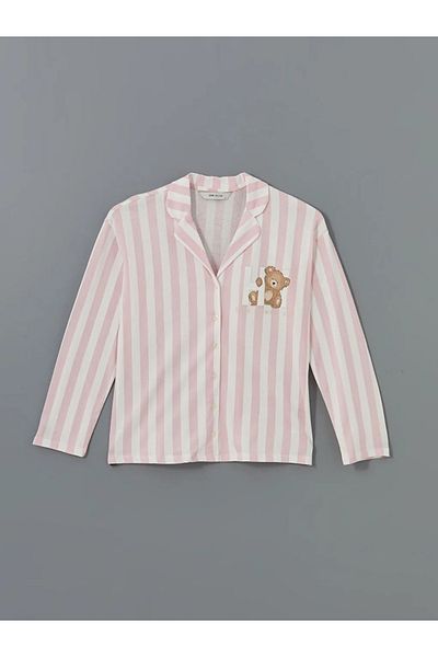 LC Waikiki Lcw Young Ecru Shirt Collar Striped Women's Pajamas Set
