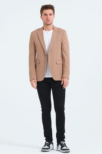 VALUE FASHION Черно-бяло сако на точки, класическо мъжко яке с прилепнала кройка