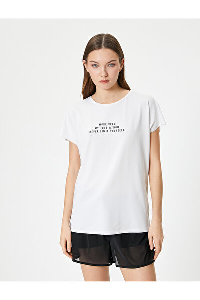 Koton Αθλητικό μπλουζάκι με κοντό μανίκι με λαιμόκοψη - Άνετη εφαρμογή