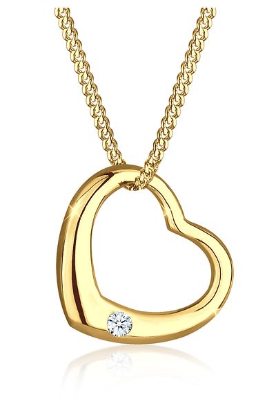 ELLI Náhrdelník dámský přívěsek srdce s diamantem (0,03 CT.) ze stříbra ryzosti 925