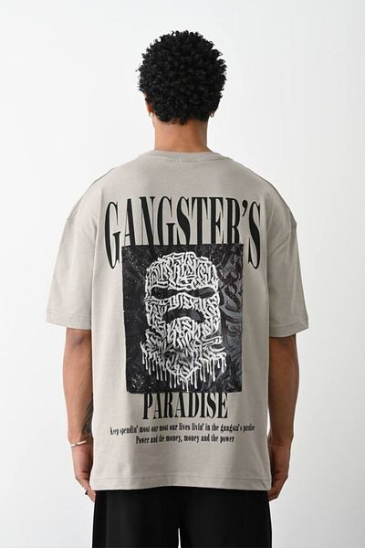 CreativeStyle Ανδρικό μπλουζάκι Oversize Gangster Paradise Patchwork με μοτίβο τυπωμένο μοντέλο