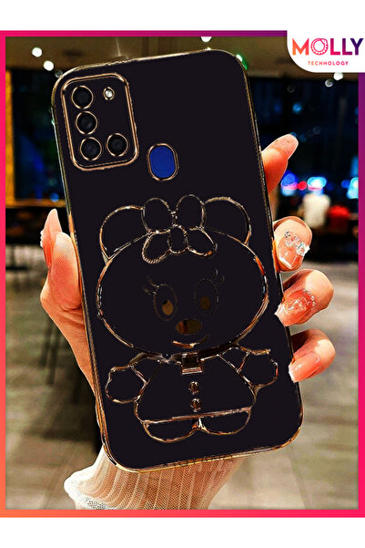 Molly حافظة سيليكون فاخرة لهاتف سامسونج جالاكسي A21S مع حامل ميني أرجواني عمي...