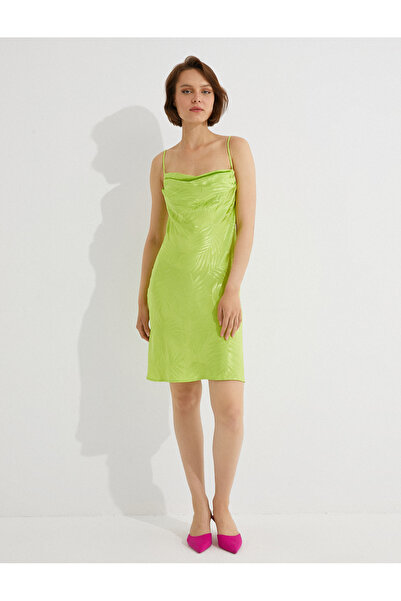 Koton Melis Ağazat X - Φόρεμα Thin Strap με Viscose Jacquard φούστα