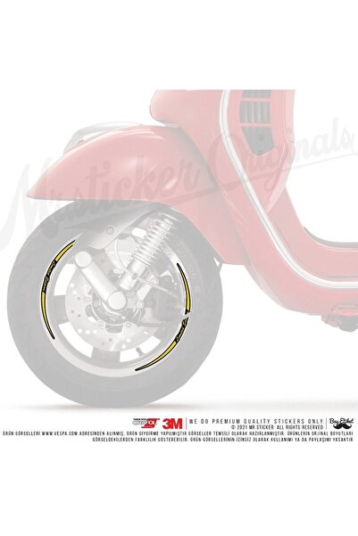 Bay Etiket Rfhlm226 Ikili Set Sarı Renk Vespa Uyumlu Reflektif Limited Editio...