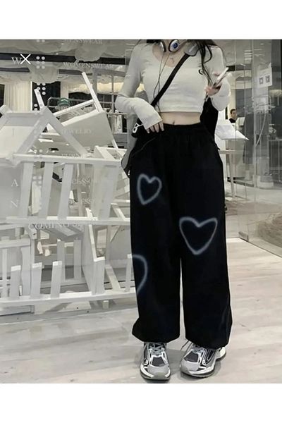 DEEFWEAR Streetwear Harajuku Heart μοτίβο Oversize Unisex Φούτερ