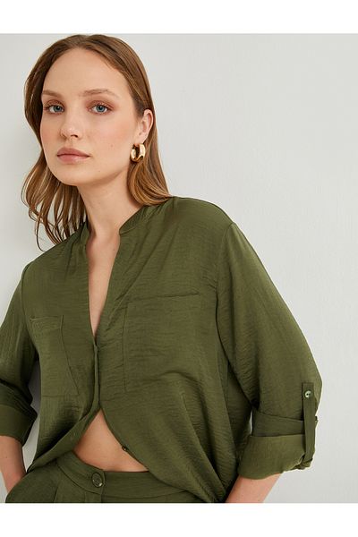 Koton Richter Collar Shirt Long Fold Sleeve Pocket Buttoned Regular Fit