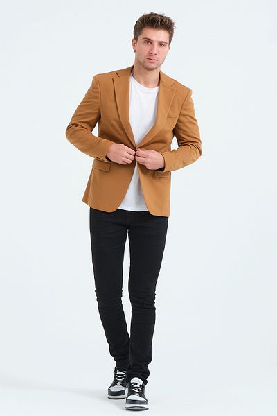VALUE FASHION Светло тъмносиньо бяло сако, класическо мъжко яке с прилепнала кройка