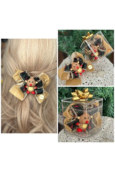 QUEEN AKSESUAR Lüks Yılbaşı hediyesi süslü kutulu kadife simli 3 boyutlu Noel...