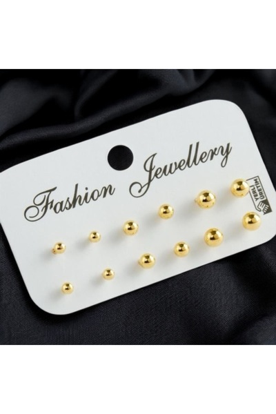 GREENSEA Gold 12'li Top Küpe Seti