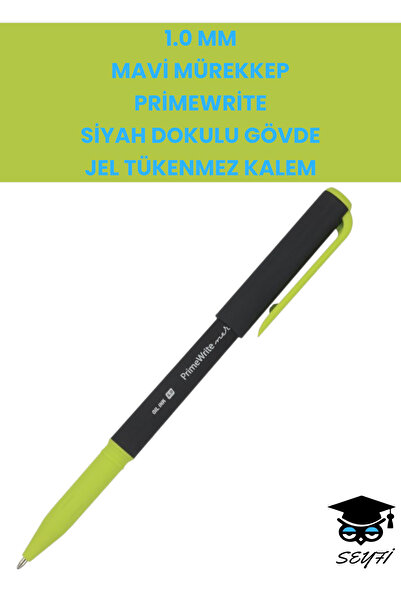 SEYFİKİRTASİYE قلم حبر أزرق مقاس 1.0 مم، ملمس أسود، قلم جل للجسم