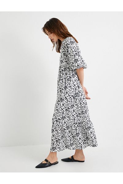 Koton Gemustertes schwarzes Damenkleid - 4SAK80100PW