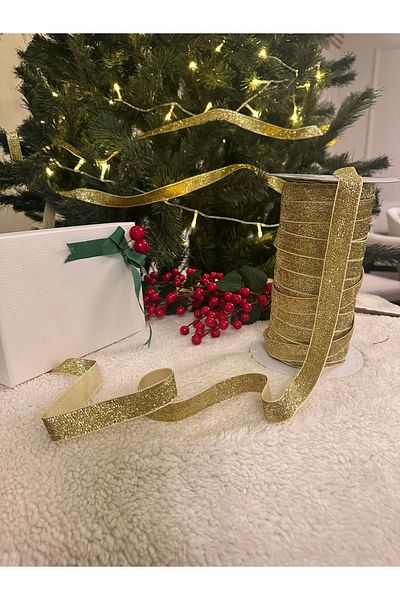 kadifecim 10 Mt Silvery Velvet Christmas Ribbon - Christmas Pine Tree Ornament