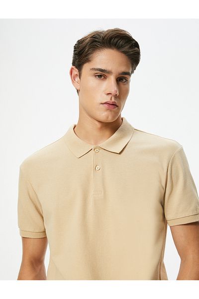 Koton Polo Neck T-Shirt Slim Fit Buttoned Short Sleeve
