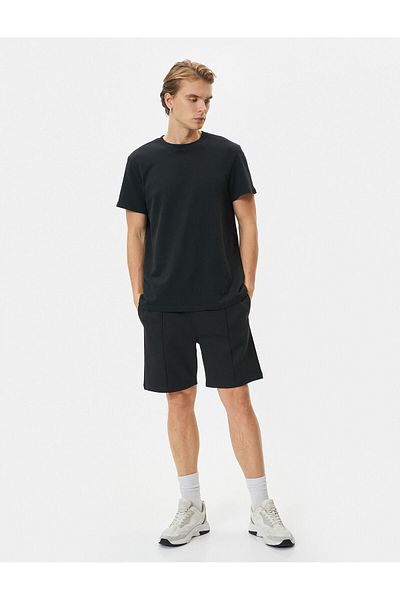Koton Bermuda Shorts with Lace-Up Waist Ribbed Pockets