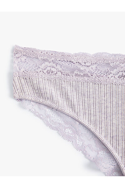 Koton Βραζιλιάνικο εσώρουχο με δαντέλα με ραβδώσεις