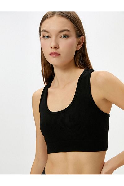 Koton Sports Bra Seamless U-Neck Ribbed Slim Fit