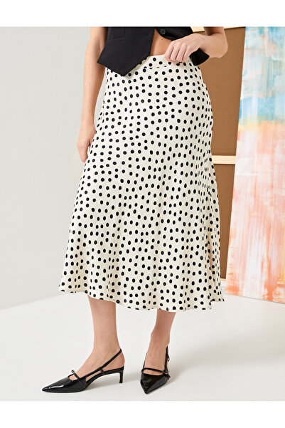Koton Midi Polka Dot Skirt Flared High Waist