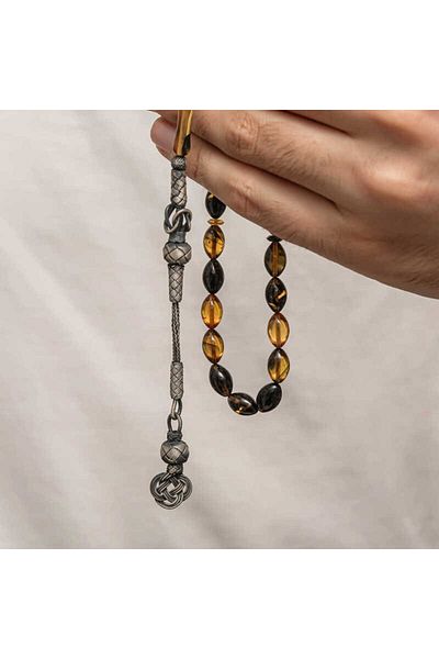Skygo Silver Kazaz Tasseled Tight Amber Rosary