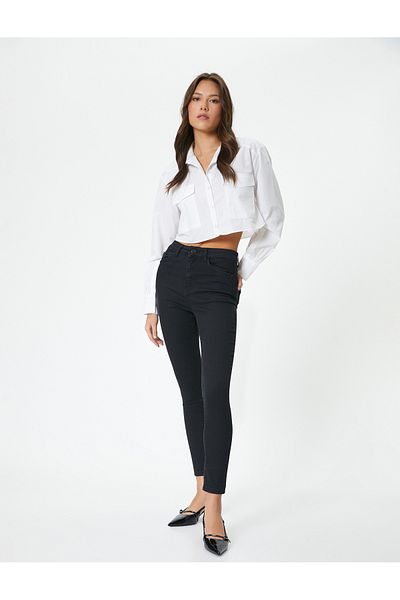 Koton Pantaloni negri de damă - 4sal40367md